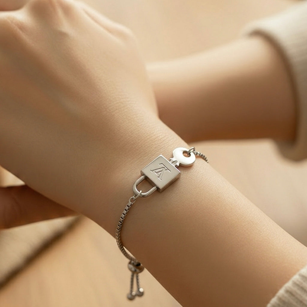 The Silver Lock & Key Bracelet
