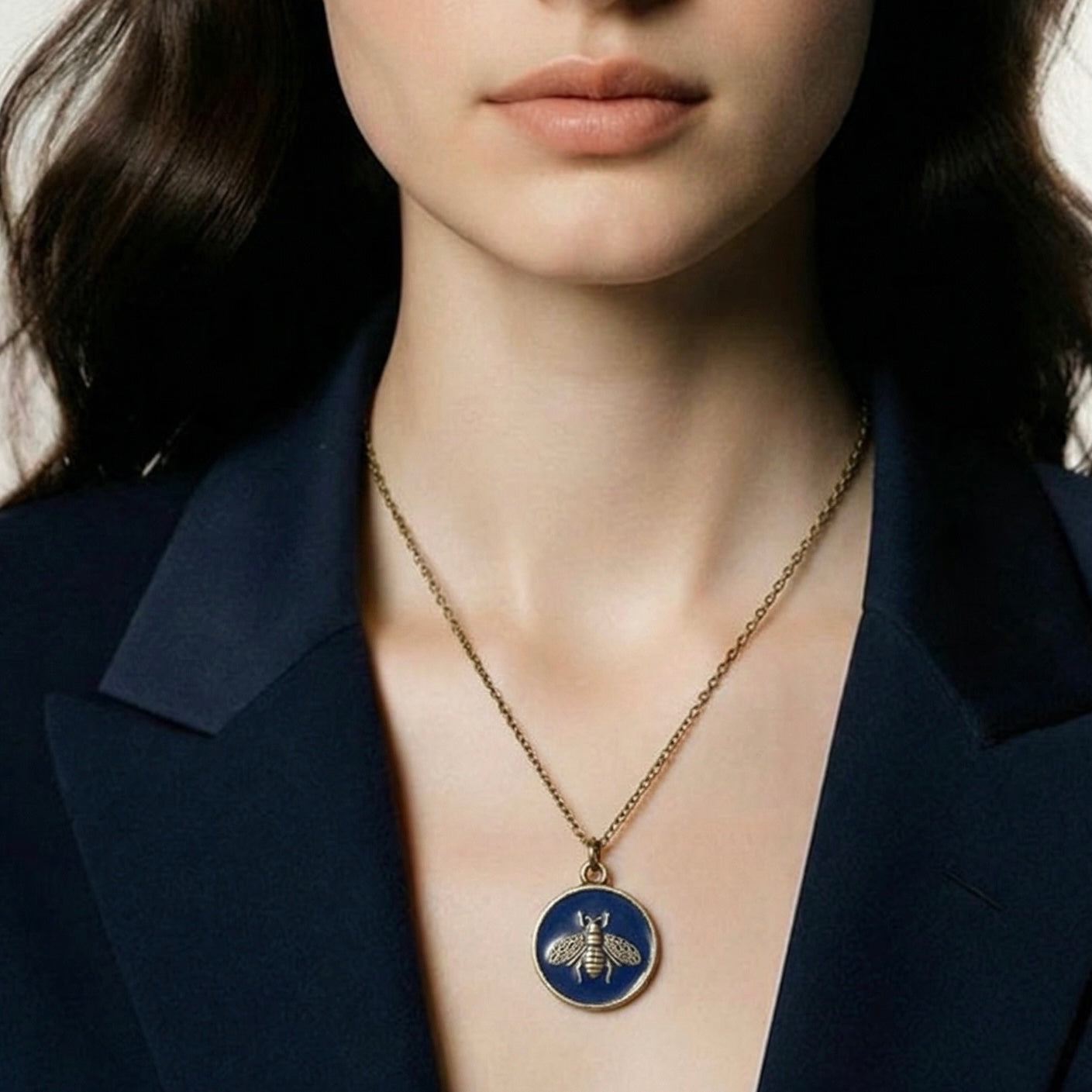 The Navy Bee Necklace