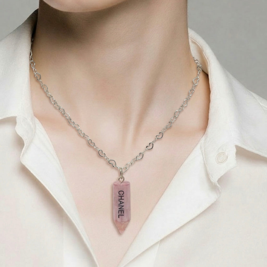The Pink Hearts Pencil Necklace