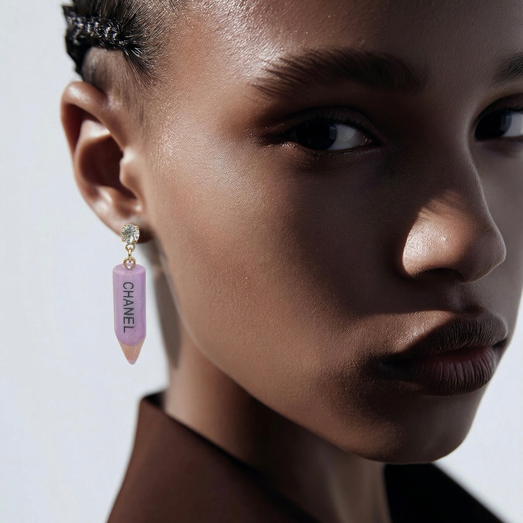 The Purple Pencil Earrings