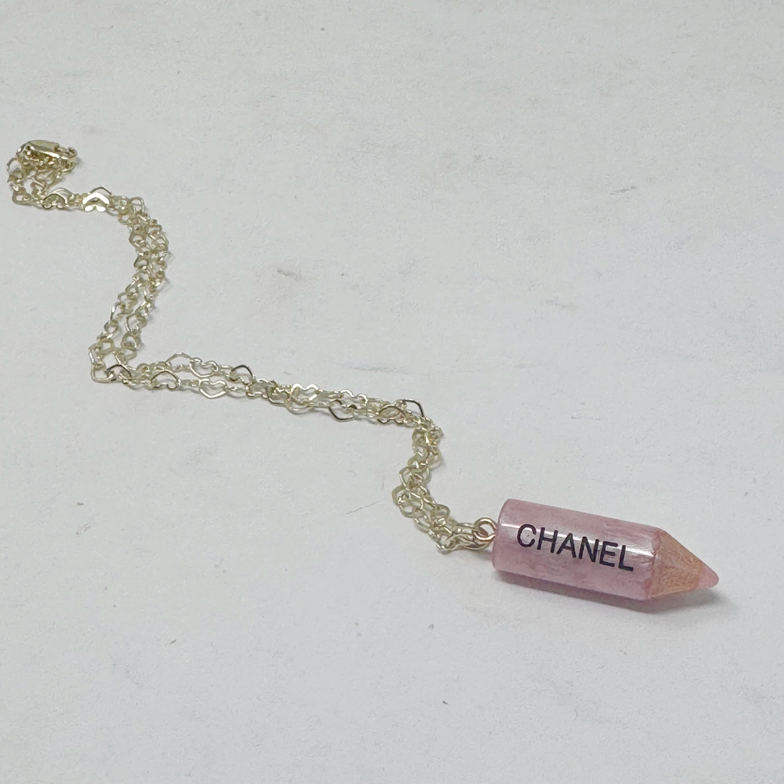 The Pink Hearts Pencil Necklace