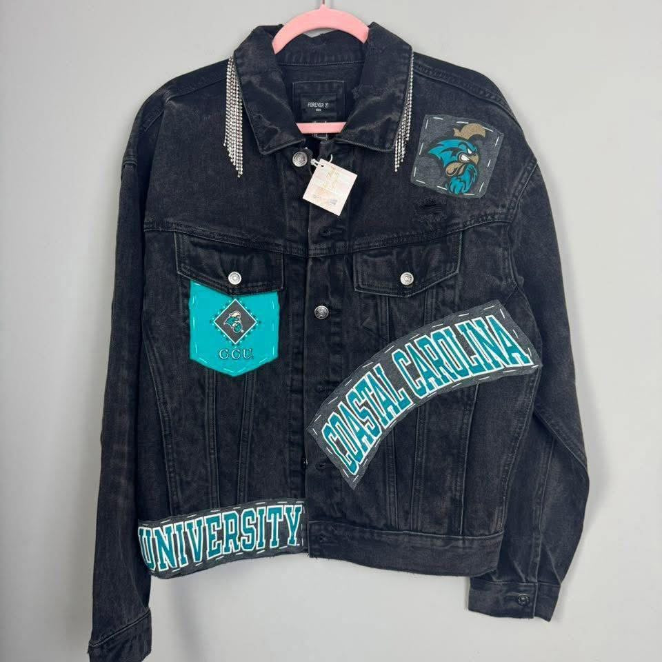Coastal Carolina University Chanticleers Black Denim Jean Jacket