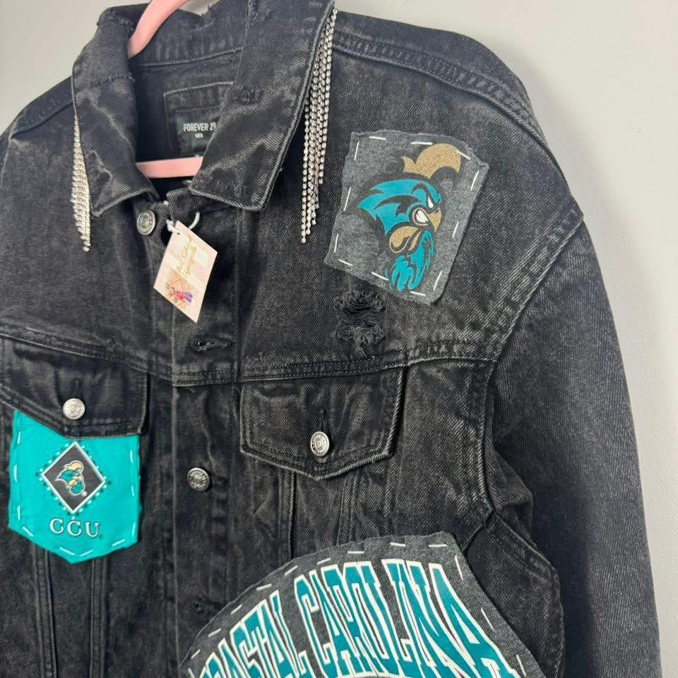 Coastal Carolina University Chanticleers Black Denim Jean Jacket