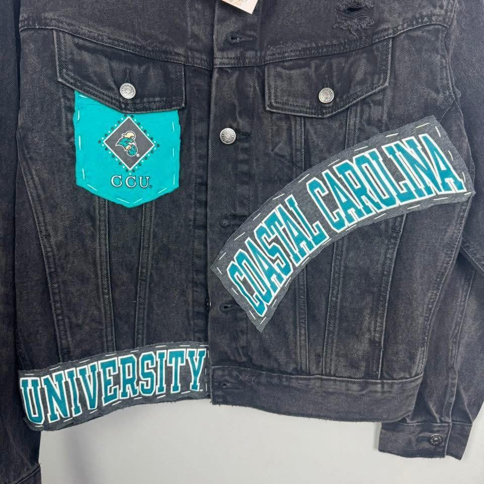 Coastal Carolina University Chanticleers Black Denim Jean Jacket