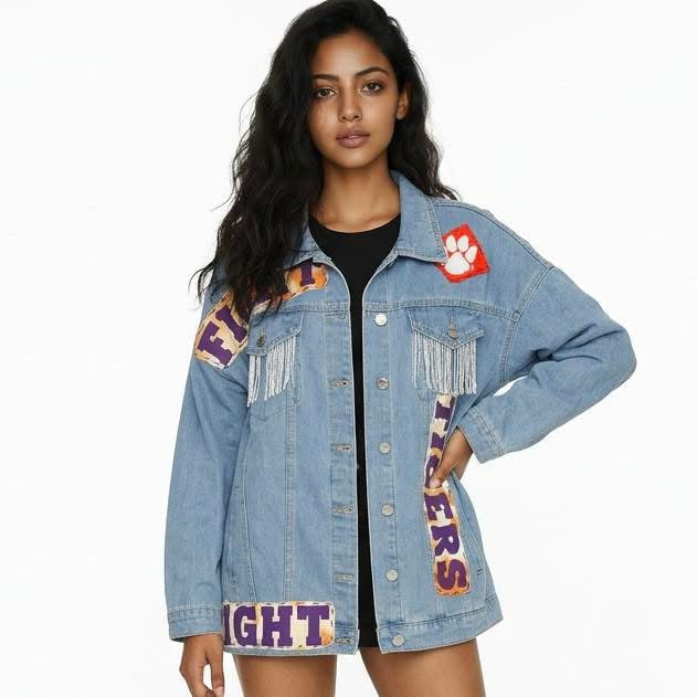 Clemson University Tigers Blue Denim Jean Jacket 