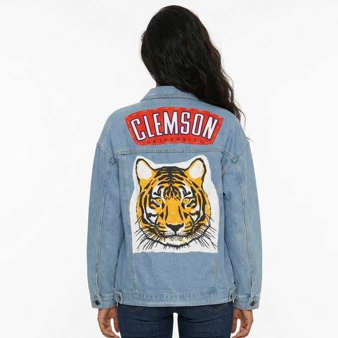 Clemson University Tigers Blue Denim Jean Jacket 