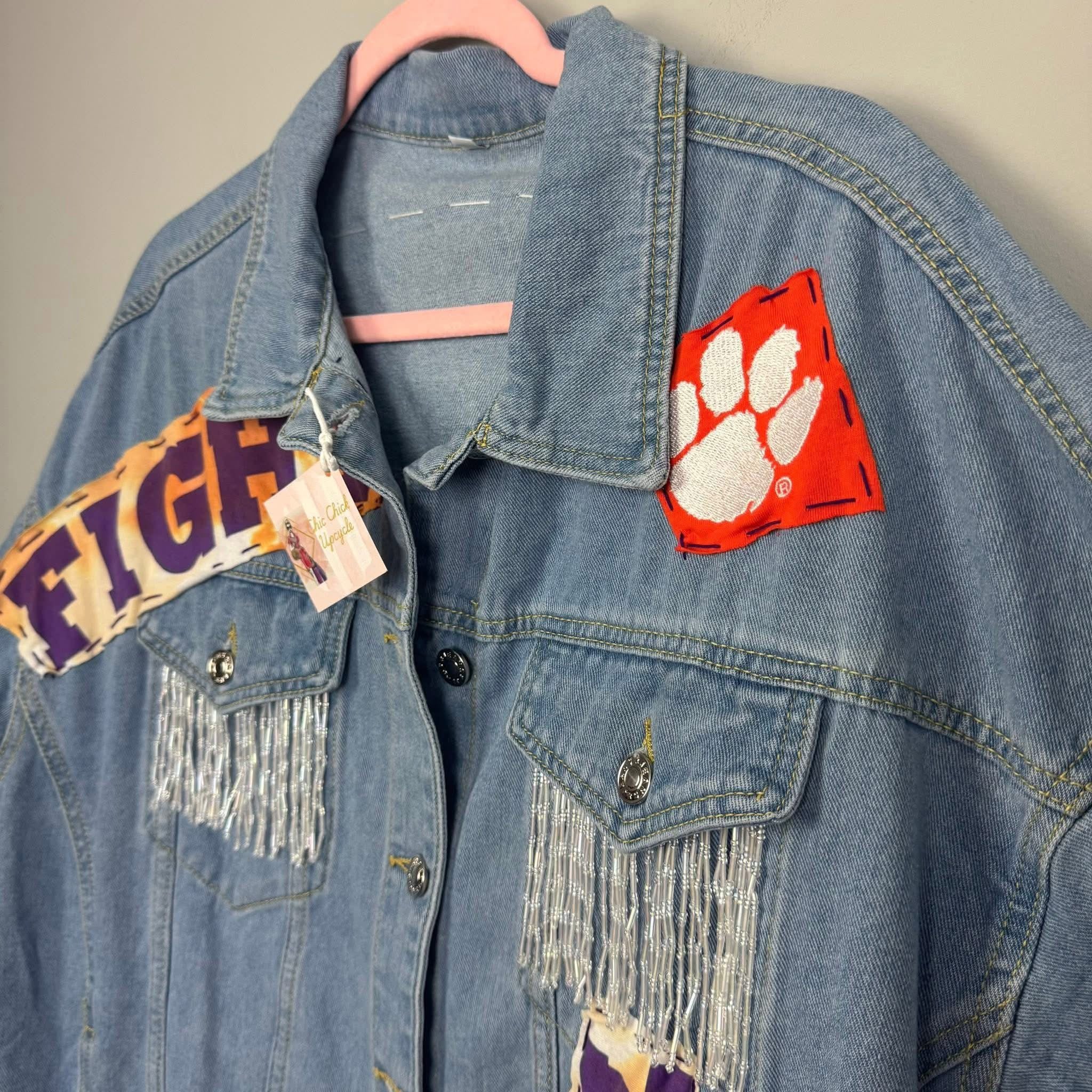 Clemson University Tigers Blue Denim Jean Jacket 