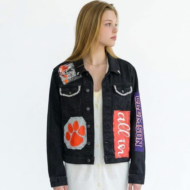 Clemson University Tigers Black Denim Jean Jacket 