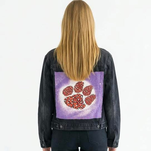 Clemson University Tigers Black Denim Jean Jacket 