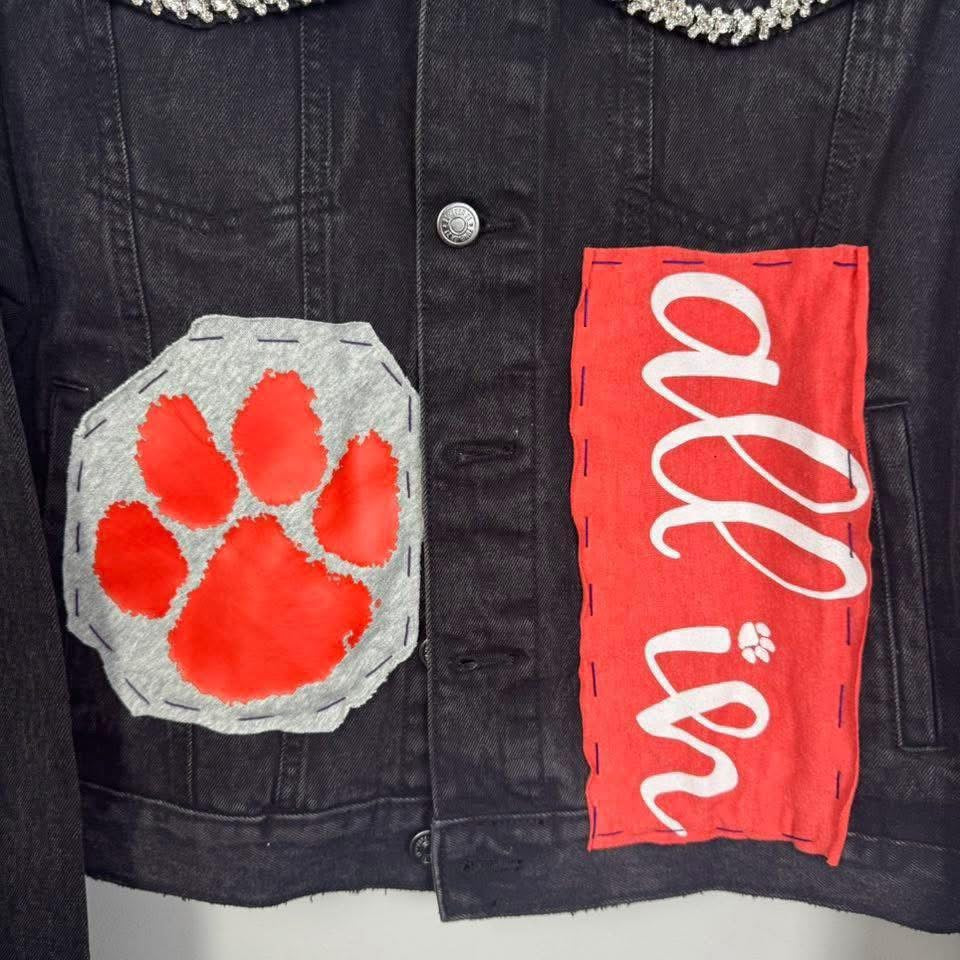 Clemson University Tigers Black Denim Jean Jacket 
