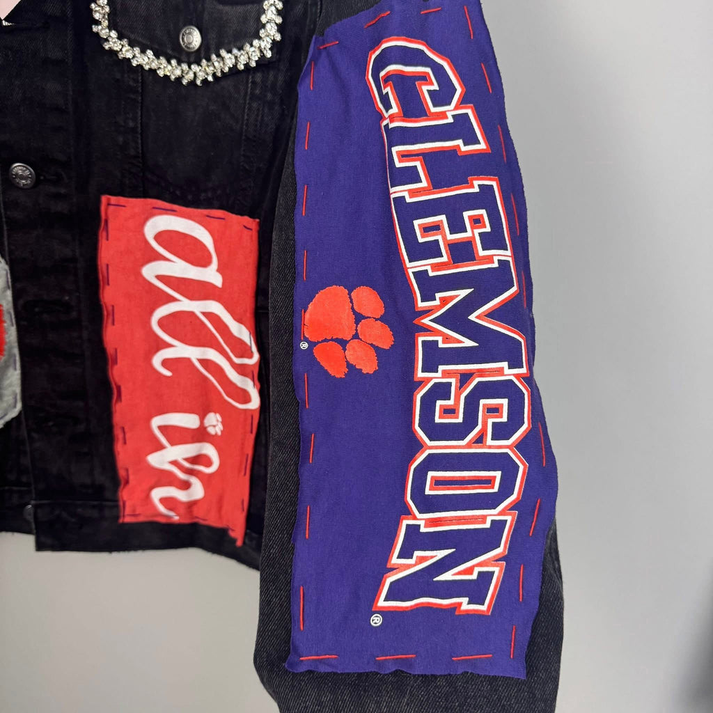 Clemson University Tigers Black Denim Jean Jacket 