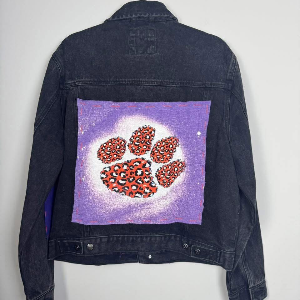 Clemson University Tigers Black Denim Jean Jacket 