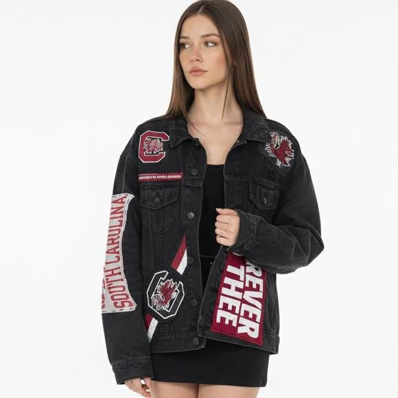 University of South Carolina Gamecocks Black Denim Jean Jacket