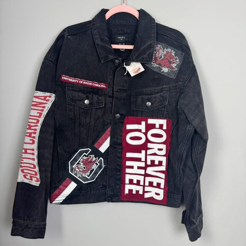 University of South Carolina Gamecocks Black Denim Jean Jacket